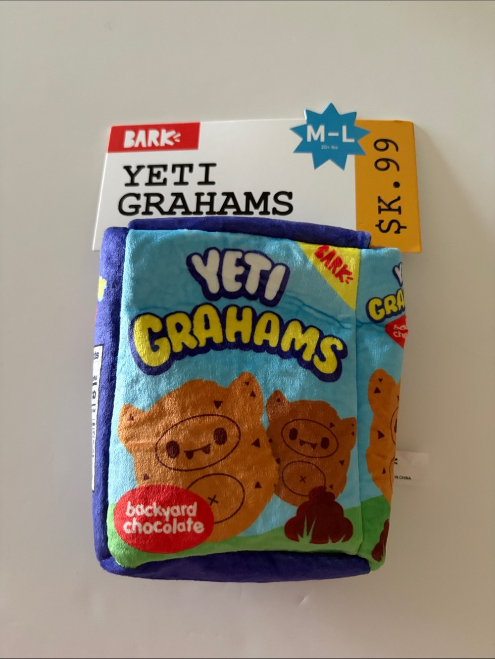 BARK Yeti Grahams Plush Burrow Dog Toy